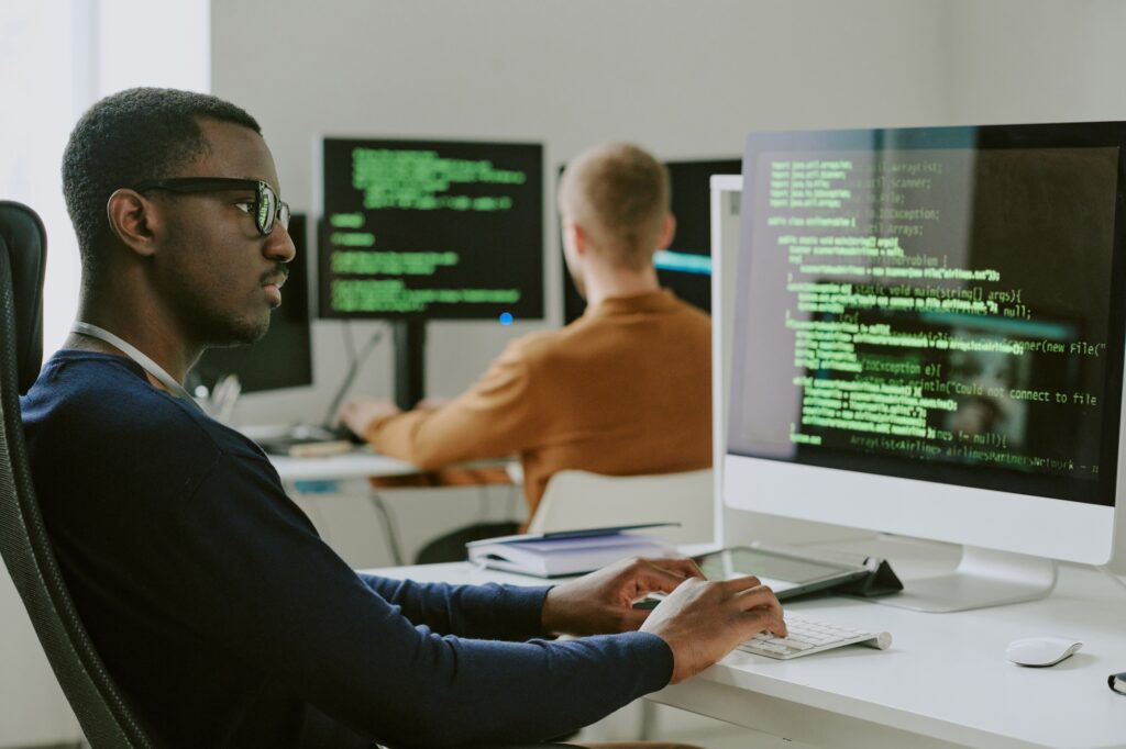 Black Man Checking Cybersecurity System