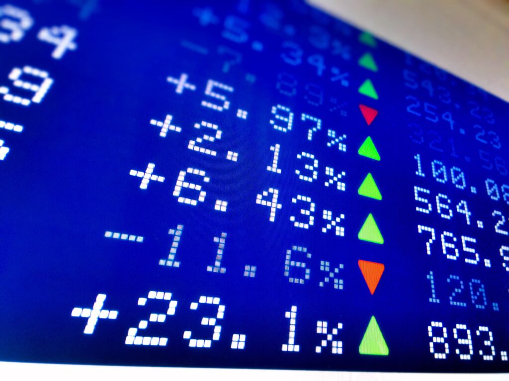 Currency exchange rates on screen board